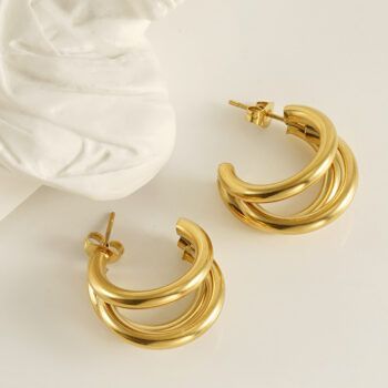 Charming Three Gold Korean Earring
