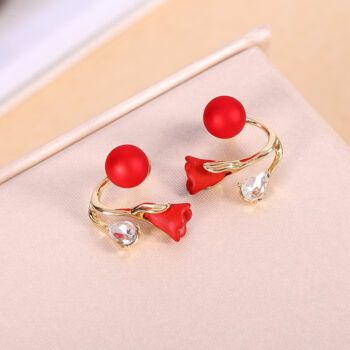 Radiant Red Korean Earring