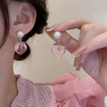 Pink Drop Korean Pearl Earring