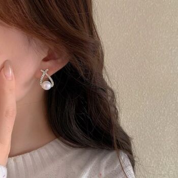 Artistic Cross Pearl Korean Earring
