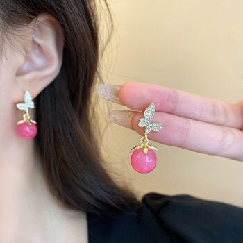 Pretty Pink Drop Korean Earring
