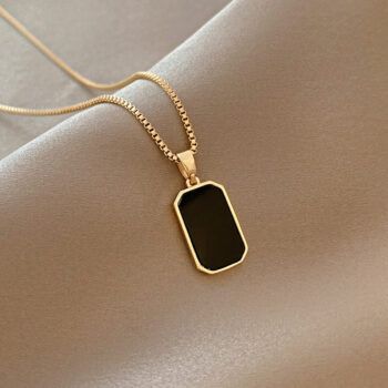 Sleek Black Rectangle Pendant