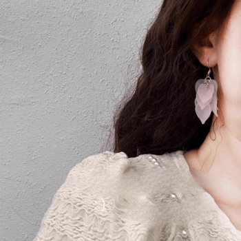 Luxe CZ Leaf Drop Pink Korean Earring